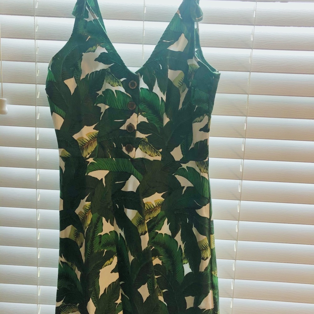 Forever 21 green and white dress with leaf design